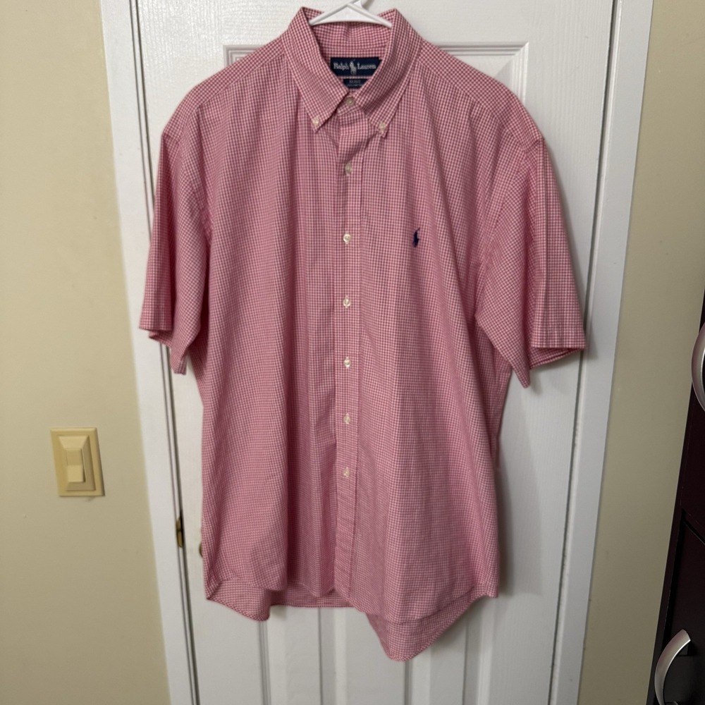 Ralph Lauren Shirt Mens Large Blake Button Down Red Checkered Short Sleeve